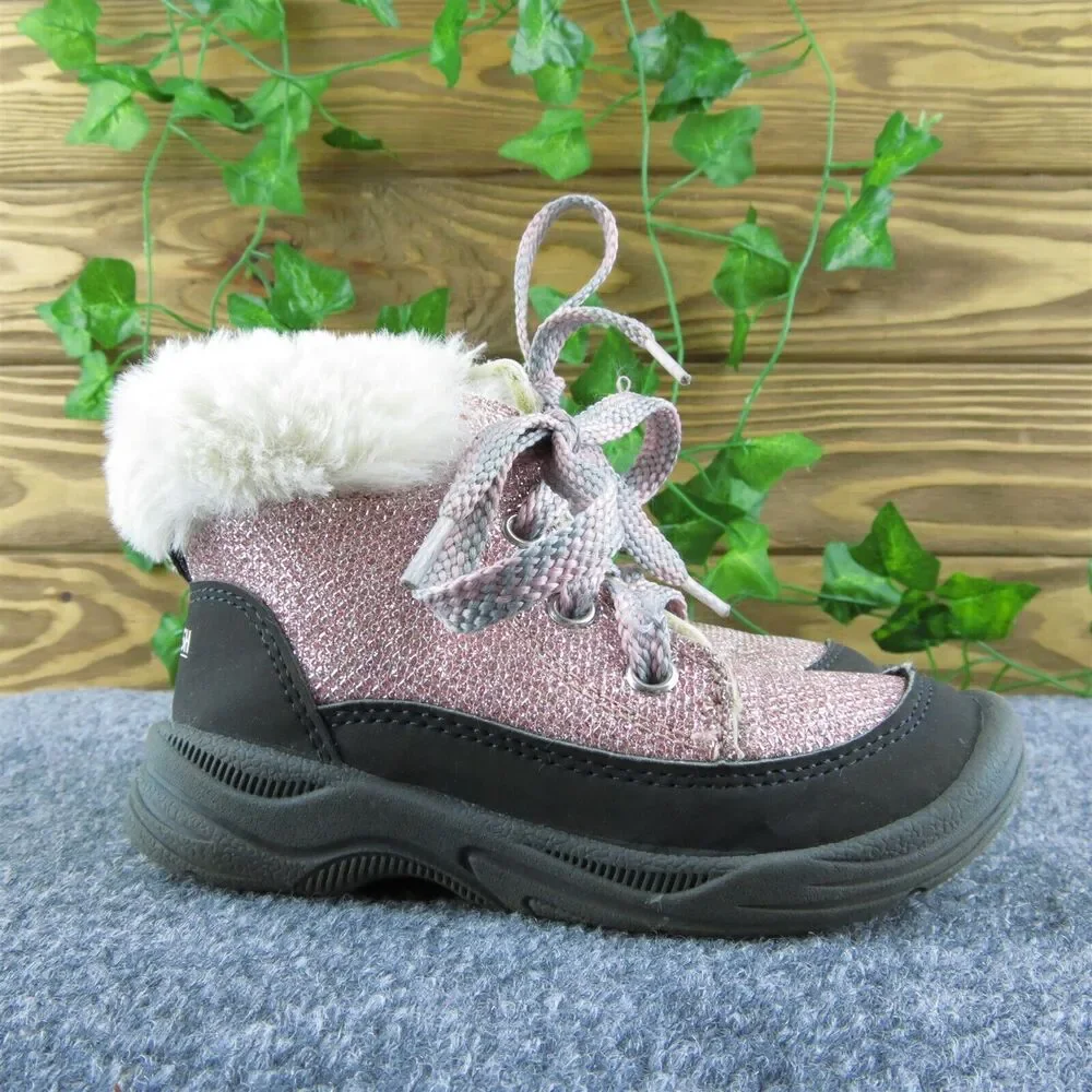 OshKosh B'gosh Girls Snow Boot Shoes Pink Synthetic Lace‎ Up Size T 7 Medium